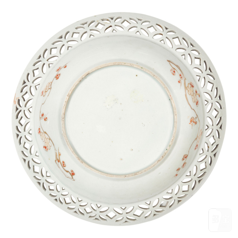 十八世紀 有田燒美人圖盤 | A RARE ARITA RETICULATED 'BIJIN' DISH - 图2
